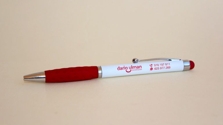 Bolígrafo puntero Sagur White personalizado a 1 color