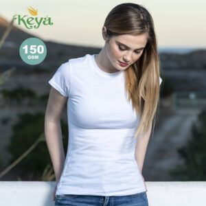 Camiseta blanca mujer personalizada Keya WCS150 5867-000-1