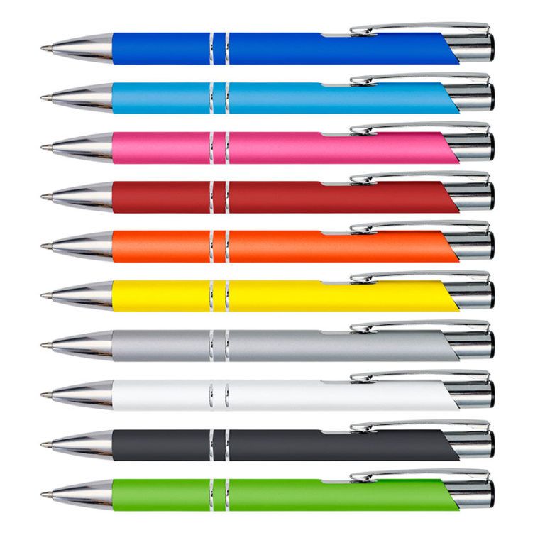 Bolígrafos metálicos soft touch grabados